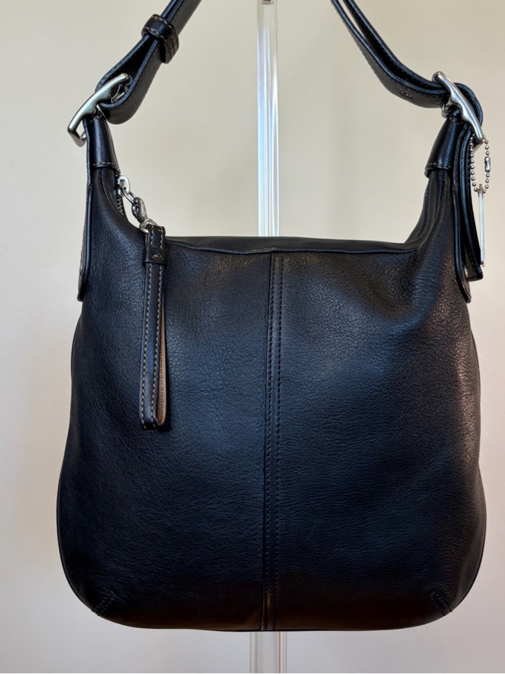 Vintage COACH Metro Hippie Bag Black Leather Slim Hobo Crossbody 6676 EUC - Picture 17 of 17